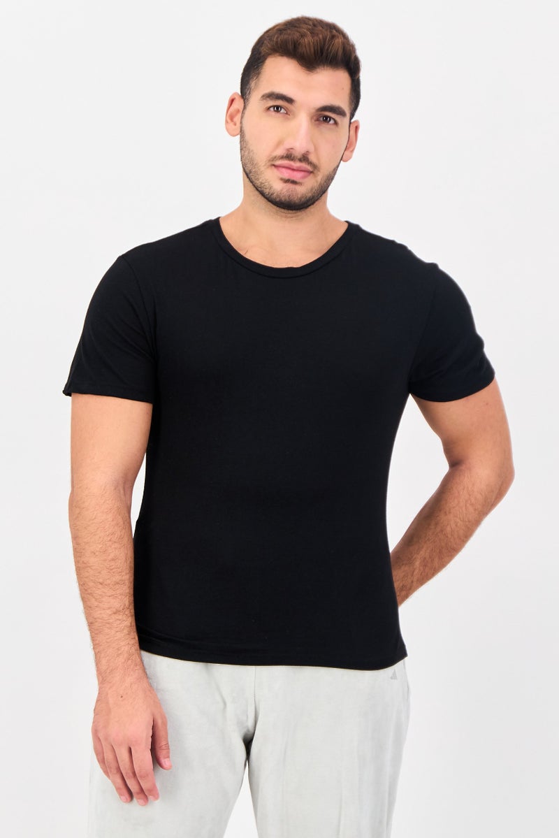 Frye Men 4 Pcs Crew Neck Short Sleeve Brand Logo T-Shirt, Black - Image 1